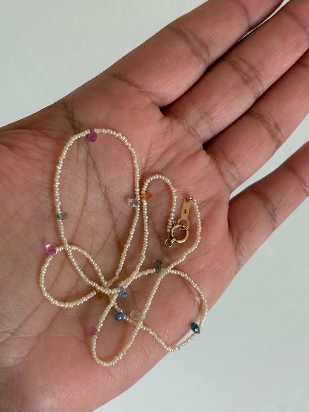 RARE Catbird Confetti Pearl & Sapphire Necklace - Picture 7 of 14